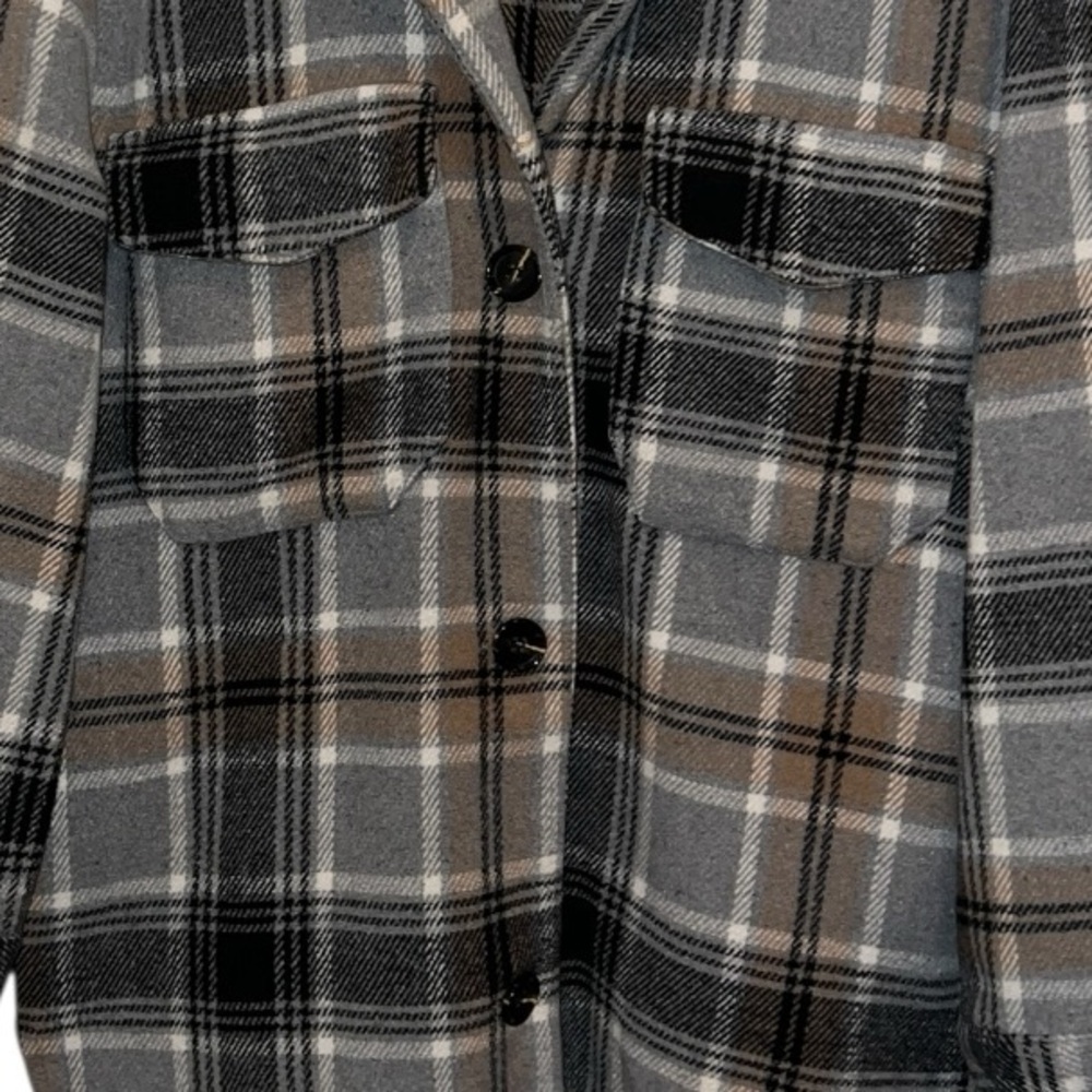Rue21 Plaid Wool Blend Grey & Brown Jacket- Size Small - Picture 3 of 5